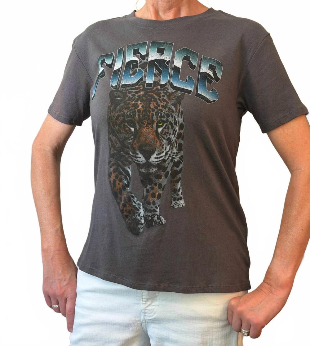 NEW DAVID LERNER fierce leopard tee in fdb